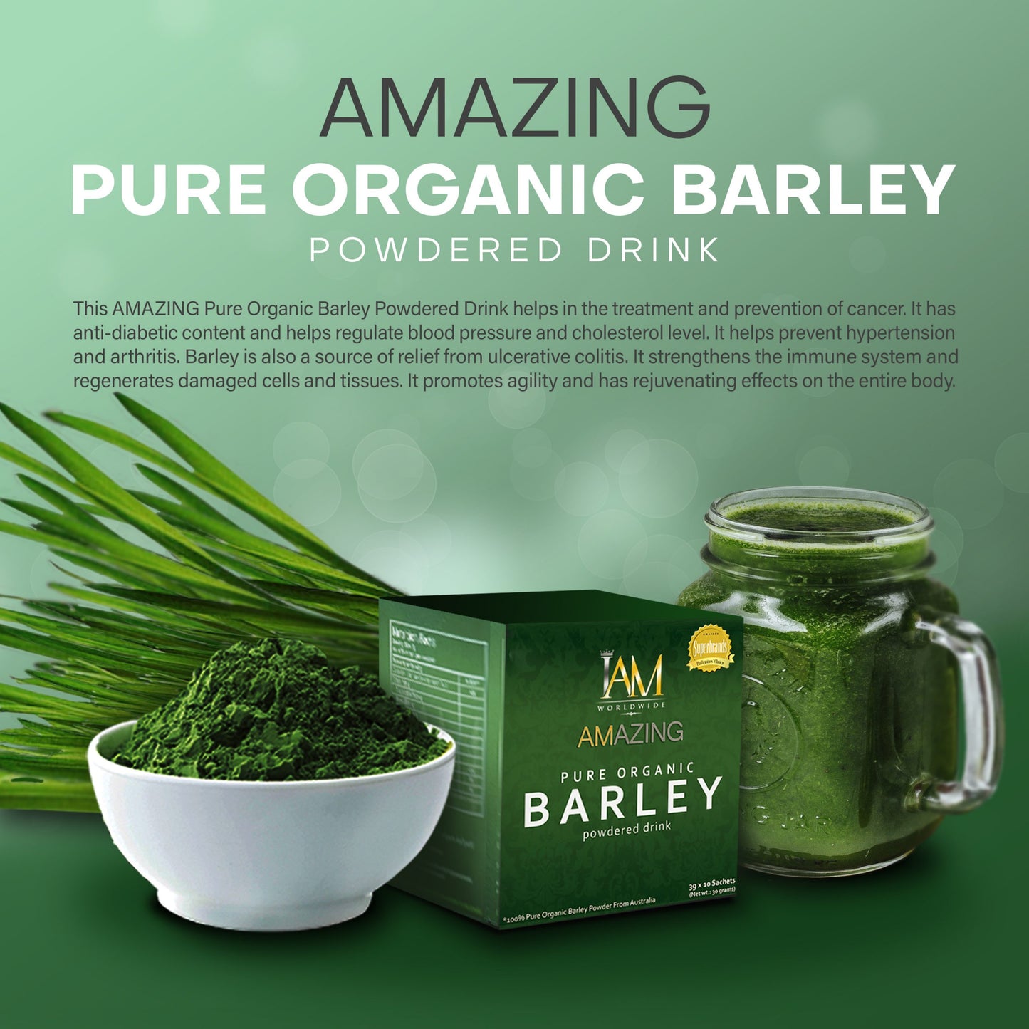 Amazing Pure Organic Barley Powdered Drink – 100% Natural Nutrition for Immunity and Wellness